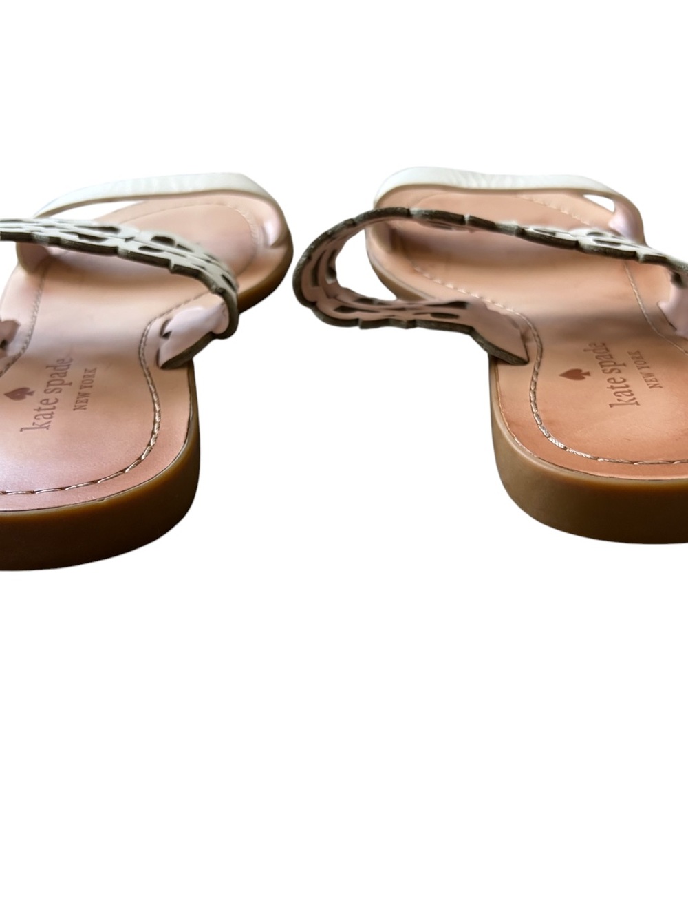 Kate Spade New York Ambrosia White Leather Heart-Cut Slide Sandals Size 6.5 - Picture 7 of 7